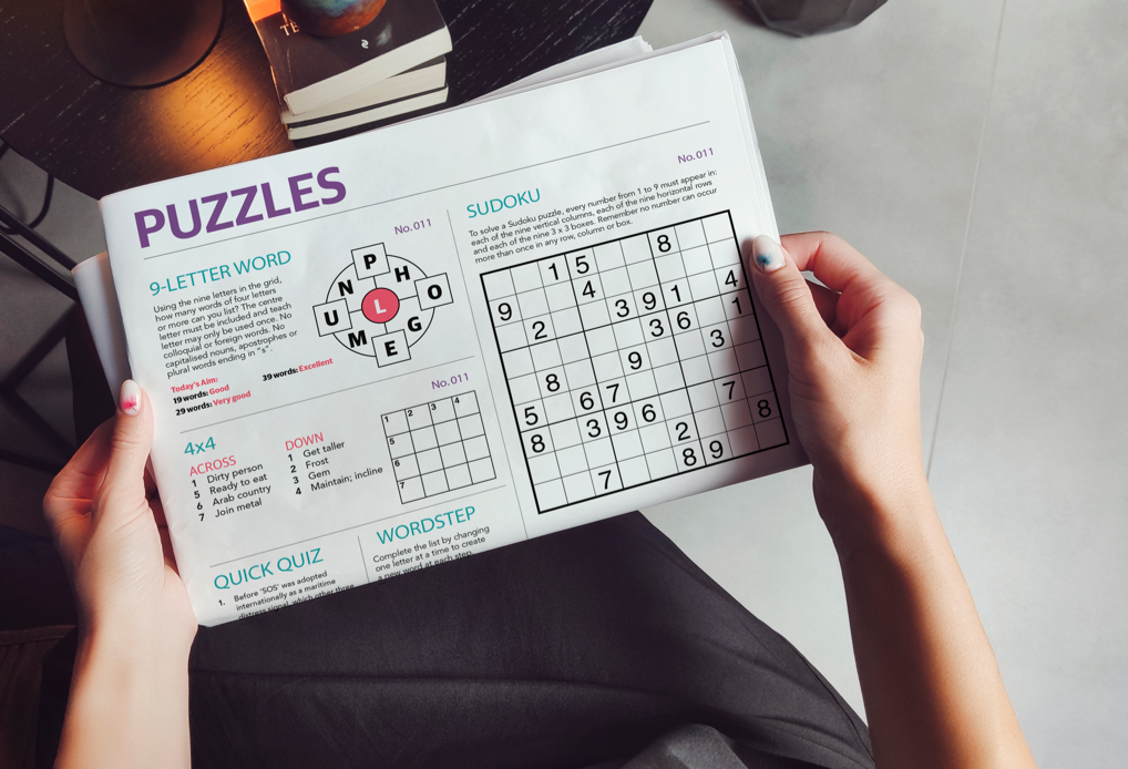 Puzzles in a newspaper page